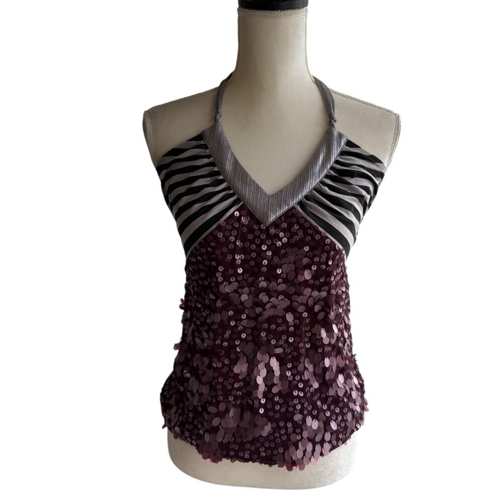 Custo Barcelona Vintage Purple and Silver Sequin Halter Top Size 1